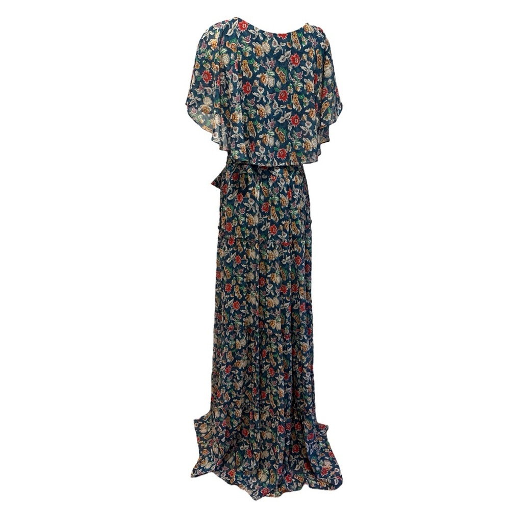 Y2K RALPH LAUREN BLACK LABEL CRINKLE CHIFFON FLORAL TIERED MAXI DRESS SZ 16 - Picture 6 of 8